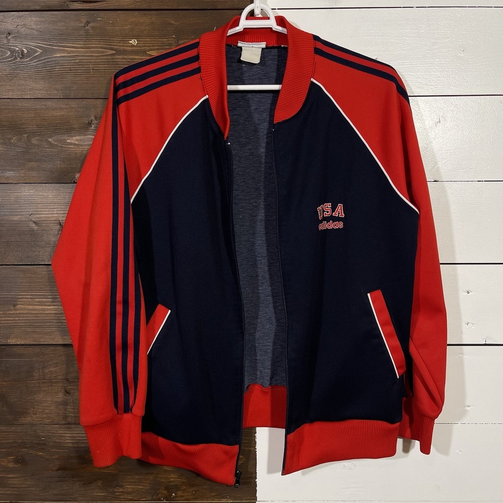 Vintage 80s‎ Adidas Team USA Track Jacket Mens Size Large